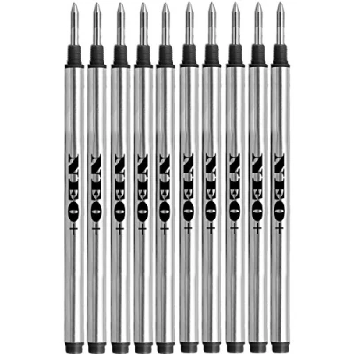 Image de Recharges NEO+ de stylo compatibles avec les rollers la ligne Montblanc: Solitaire, Noblesse, Generation, Scent, Bohème, Classic et StarWalker, Jinhao, Gullor Rollerball (10 x D&#039;ENCRE NOIRE)