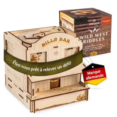 Image de INSCAPE Wild West Riddles Boîte à puzzle Escape Room in A Box pour adultes Cluebox Puzzles d&#039;esprit Boîtes de avec compartiments cachés