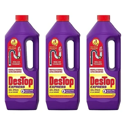 Image de DESTOP Lot de 3 Gels Déboucheur Canalisation Express 4 Doses par Flacon 950ml
