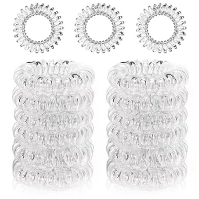Image de 12 Pièces Elastique spirale Cheveux,Cheveux Bandeaux,Cheveux Elastique,Cordon Téléphonique Sans Dommage Bandeau,Cheveux Fille en Spirale,Cheveux pour Filles Femmes (Transparent)