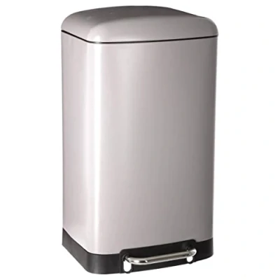 Image de 5 five simply smart Poubelle 30L en métal finition mate Fermeture silencieuse Large pédale Coloris TAUPE