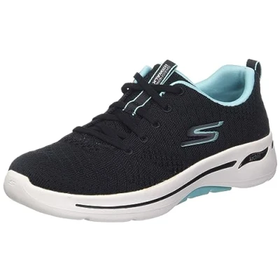 Image de Skechers Femme Go Walk Arch Fit Unify Baskets, Multicolore Noir Aqua, 40.5 EU