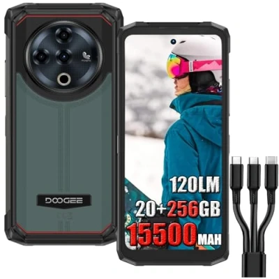 Image de DOOGEE Fire 6 Power Téléphones Portables Débloqués 4G Robustes, 20 Go + 256 Go, 15500 mAh/18W, 50 MP 8 MP, LED 120 LM, Android 14, 6,56 Pouces, Face ID/DRM L1/IP68 Indestructible Smartphone Gris