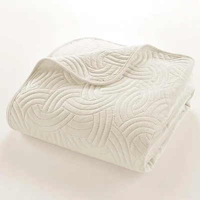Image de douceur d&#039;intérieur, Couvre Lit Matelassé (220 x 240 cm) Solange Naturel, Velours Uni