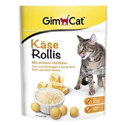 Image de GimCat Rollis, friandises au fromage Snack pour chats sans céréales et riche en vitamines véritable à pâte dure Lot de 6 (6 140 g)