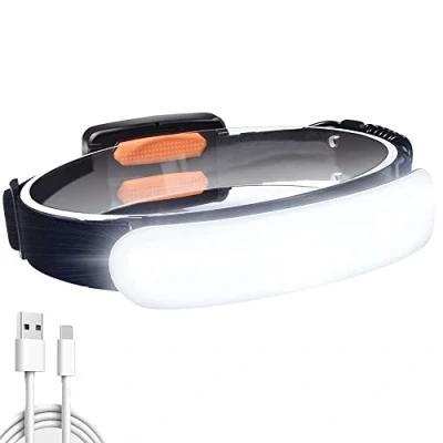 Image de Lampe Frontale à LED, COB Rechargeable par USB, Réglable de 1500 Lumens, Légère et étanche pour Le Cyclisme, Camping, La Randonnée, Pêche, Les Urgences