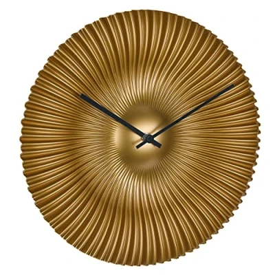 Image de TFA Dostmann horloge murale analogique design Rokoko, 60.3520.53, aspect moderne en éventail, cadran doré extravagant, radio pilotée, or