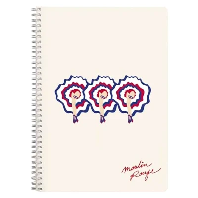 Image de Clairefontaine 812435C Un Cahier à Spirale Moulin Rouge A4 21x29,7 cm 148 Pages Lignées avec Marge Papier Blanc 90g Collection 2 visuels, livraison aléatoire