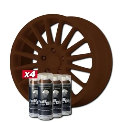 Image de AutoFullCar Pack de jantes vinyle liquide Full DIP 4 sprays 400 ml. Unité Finition mate Convient pour 15 à 18 pouces (marron militaire)