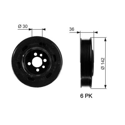 Image de GATES TVD1009 Poulie Damper 142 sans accessoires FleetRunner Micro V Stretch Fit AUDI: A4 B7 Avant, A3 3/5 portes, Berline