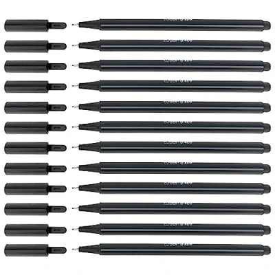 Image de D.RECT Fineliner Stylo Feutre Pointe Fine Lot de 12 Stylos, Feutres Adapté à l&#039;usage Quotidien Trait Super Fin, Largeur d&#039;environ 0.4 mm Noir