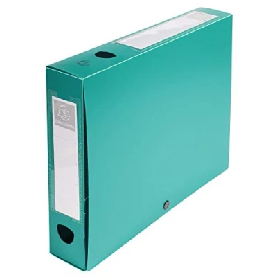 Image de Exacompta Réf. 59633E 1 Boîte d&#039;archives à pression en polypropylène opaque Dos 60 mm Porte étiquettes sur les 2 faces Pour format A4 Dimensions 25 x 33 cm Couleur vert livrée plat
