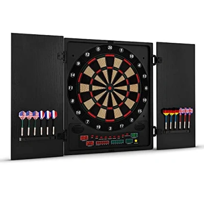 Image de Oneconcept Dartmaster 180 Jeu de fléchette, Jeux fléchette électronique, Cible flechette, 27 Jeux, 150 Variantes, 8 Joueurs Max, 9 Touches, Affichage LED, 12 fléchettes Noir/Logo