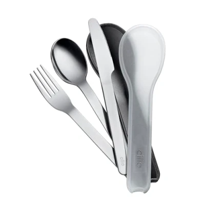 Image de cilio GITA Set de Couverts 3 pièces en acier inoxydable voyage pour les déplacements Passe au lave vaisselle Couteau, Fourchette, Cuillère réutilisables à emporter avec soi Boîte