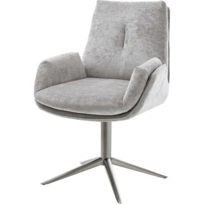 Image de chaise pivotante Clea Flex chenille gris argenté pied de 4 branches grafiete pivotement sur 360 fonction bascule