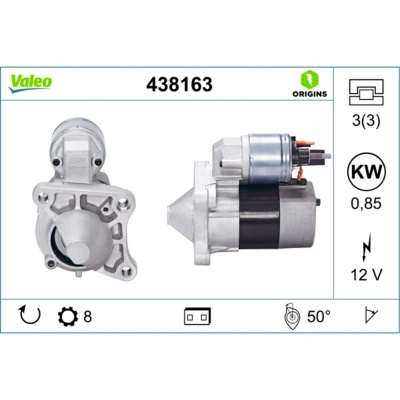Image de VALEO NEW ORIGINAL PART 438163 Démarreur 12 0,85 8 RENAULT: CLIO 2, Kangoo I, Scénic 1, DACIA: Duster SUV, Sandero Logan I MCV