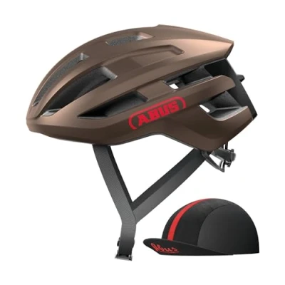 Image de ABUS casque de vélo course PowerDome ACE avec Race Cap léger système d&#039;aération intelligent Made in Italy pour hommes et femmes Brun métallique, taille M