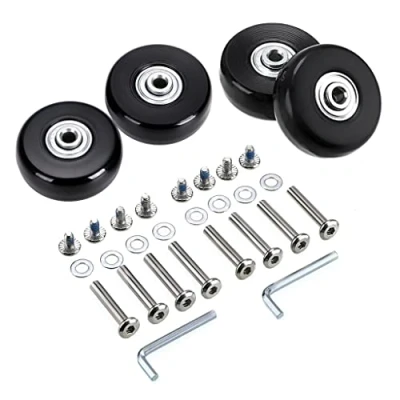 Image de SUMNACON Lot de 4 roulettes pivotantes en caoutchouc pour valise, 50 x 18 mm, noir