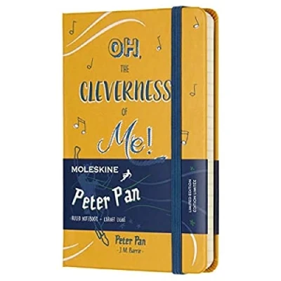 Image de Moleskine Carnet Peter Pan Edition Limitée, Ligné avec Graphismes et Détails sur le Thème Pan, Couverture Rigide, Format de Poche 9 x 14 cm, Orange Jaune, 192 Pages
