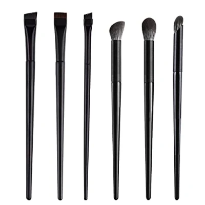 Image de Ensemble de 6 pinceaux maquillage, pinceau à sourcils plat, eye liner biseauté, applicateur fard paupières pour façonner les sourcils, appliquer reflets et ombres