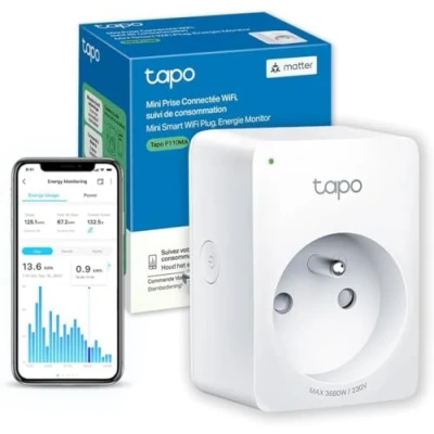 Image de Tapo Matter Prise Connectée WiFi, Suivi de consommation, 16A Type E, compatible avec Apple Home, Alexa et Google Contrôler le ventilateur, climatiseur, P110MA