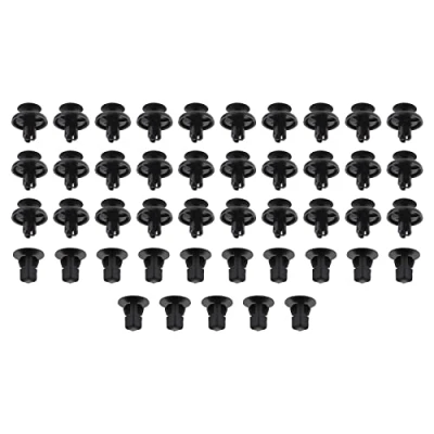 Image de Lot de 45 clips fixation en plastique Pour roue avant protection anti éclaboussures 6822N2 6822QP Compatible avec Aygo (05 11) C1 19) 107 14) Noir
