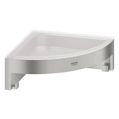 Image de GROHE Start Cube Tablette de Douche d&#039;Angle, Métal, A coller avec QuickGlue ou à visser, Chromé, 41106000