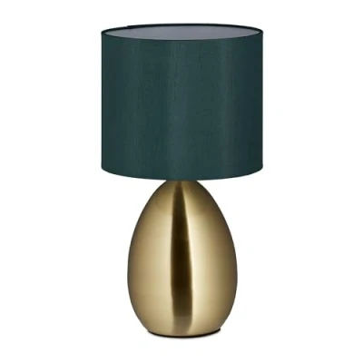 Image de relaxdays Lampe de table nuit Tactile, modulable, moderne avec 3 niveaux, E14 veilleuse câble 49x30 cm, laiton
