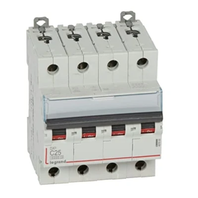 Image de Legrand 407930E Interrupteur automatique magnétique thermique 4P, 25A, courbe C, 10 kA, 4 module, DX3