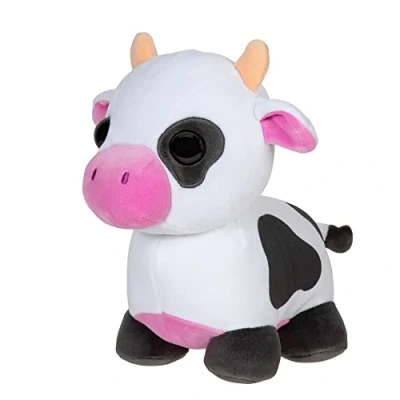 Image de Adopt Me! Peluche de Collection 15 cm Vache Douce et câline Directement inspirée du Jeu n 1, Jouets pour Enfants, Noir
