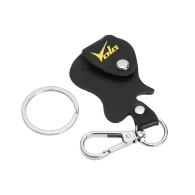 Image de Vola Étui en Cuir pour médiators de Guitare, Porte clés étui plectres, Sac Rangement médiators, Noir