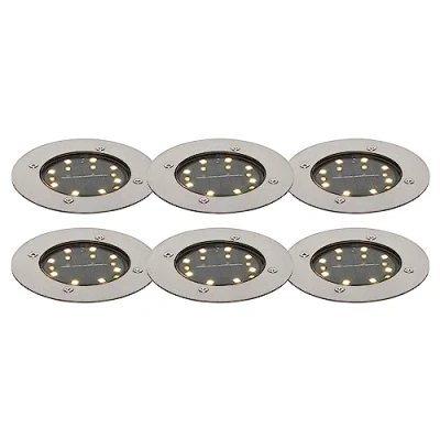 Image de Qazqa terry LED Spot encastrable de sol solaire 6 pièces Ø 12 cm Acier Moderne éclairage extérieur