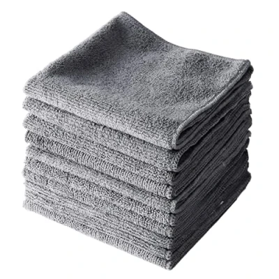 Image de ZBHDEYG Lot de 10 chiffons nettoyage en fibre pour verre, torchons vaisselle, nappe, chiffon voiture, multi usages, à récurer absorbant,