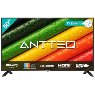 Image de Antteq AB50D1 TV 50 Pouces (Téléviseur 127 cm), Dolby Audio, Triple Tuner DVB C/T2/S2, CI+, HDMI, USB, Sortie Audio numérique, Mode Hôtel Inclus