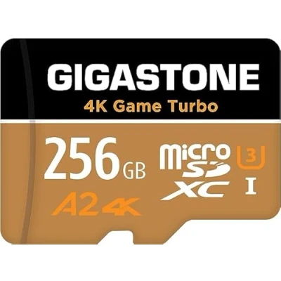 Image de [5 Ans Récupération de données Gratuite] GIGASTONE Carte Mémoire 256 Go, Game Turbo Max, Vitesse jusqu&#039;à 160/130 Mo/s, pour Switch, Steamdeck, 4K Video A2 V30 U3 MicroSDXC avec Adaptateur.