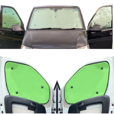 Image de Stores Thermiques Compatible avec Iveco Daily (2014 Date)(Ensemble Complet + hayon) Couleur de la Doublure Citron Vert, Réversible