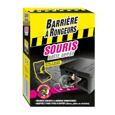Image de BARRIERE A RONGEURS Boîte appât Souris, Prête à garnir et rechargeable, Clé incluse, BARBOITSOU, 9 x 5 13 cm, Noir