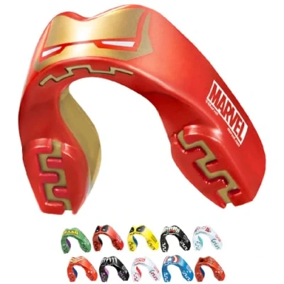 Image de Marvel Iron Man Sport Protège Dents/Gouttière Coque Dentaire Protege Dent. Protection intégrale pour Tous Les Sports, notamment Le Rugby, MMA, Hockey, Judo, Karate, Arts Martiaux et la Boxe