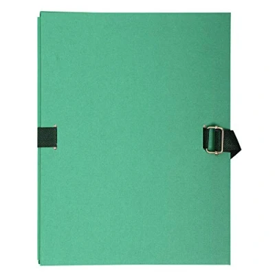 Image de Exacompta Réf. 223015E Paquet de 5 chemises à dos extensible en papier toilé couleur jusqu&#039;à 13 cm fermeture par sangle dim 24 x 32 pour format A4 mastic
