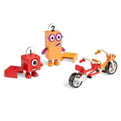 Image de Aventure à vélo des Numberblocks un et Deux de Learning Resources, jouets officiels collectionner, avec les Deux, tandem, casques, bras mobiles pour jeu réaliste, objets collectionner exposer