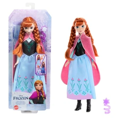 Image de Mattel Disney La Reine Des Neiges Poupée Articulée Anna Au Look Emblématique, Jupe Magique Avec Changement Couleur, Cape Amovible Et Bottes, À Collectionner, Jouet Enfant, A Partir De 3 Ans, HTG24