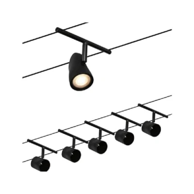 Image de Paulmann 94469 CorDuo Set de base Système Câbles Cup DC 5 x 10 watt max, Éclairage Extensible Noir Mat Matière Plastique, Métal GU5,3 sans Ampoules