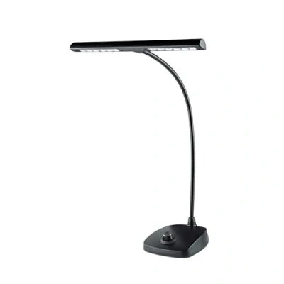 Image de K&amp;M 12298 Lampe de piano à LED noire abat jour 30 cm 12 intensité variable avec col cygne, luminosité 2500 Lux
