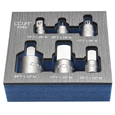 Image de Douille cclife 6pcs jeu d&#039;adaptateurs de douilles,adaptateur augmentateur 1/2&#039; 1/4&#039; 3/8&#039; 3/4&#039;,adaptateur clé a cliquet cr v matériau
