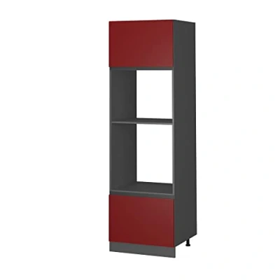 Image de Vicco Armoire Micro Ondes R Line, Rouge/Anthracite, 60 cm J Shape