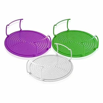 Image de Plateau de four à micro ondes empilable pour assiettes et plats chauds avec poignée 4 en 1 antidérapant cuisson la vapeur, support pliable double niveau, couvercle rangement cuisine (1