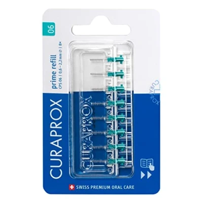 Image de Curaprox Interdentalbürsten CPS 06 prime, Refill, 8 Stück, 0.6 mm Durchmesser, 2.2 Wirksamkeit, türkis, Nachfüllpackung, ohne Halter