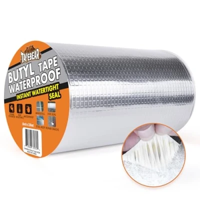Image de TAPEBEAR Butyle en Étanche Ruban 200mm x 10m, De Papier D&#039;Aluminium Butyle, Imperméables Réparation Pour Fuite Toit, Trou Surface, Écart Rebord Fenêtre, Fissure Tuyau