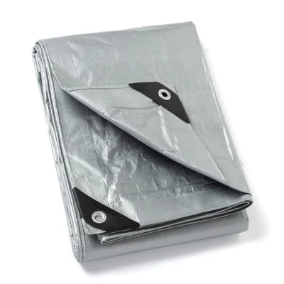 Image de GUARD SHIELD Bâche avec œillets Imperméable 4 m x Argenté Multifonction En polyester 120 g/m² de protection multi usages Indéchirable et