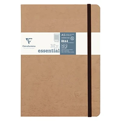 Image de Clairefontaine 79342C Collection Age Bag Un Carnet Élastiqué Cousu MyEssential Tabac A5 14,8x21 cm 192 Pages Numérotées Petits Carreaux Papier Ivoire 90 g Couverture Carte Lustrée Grain Cuir